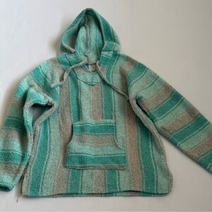 Teal Striped Poncho